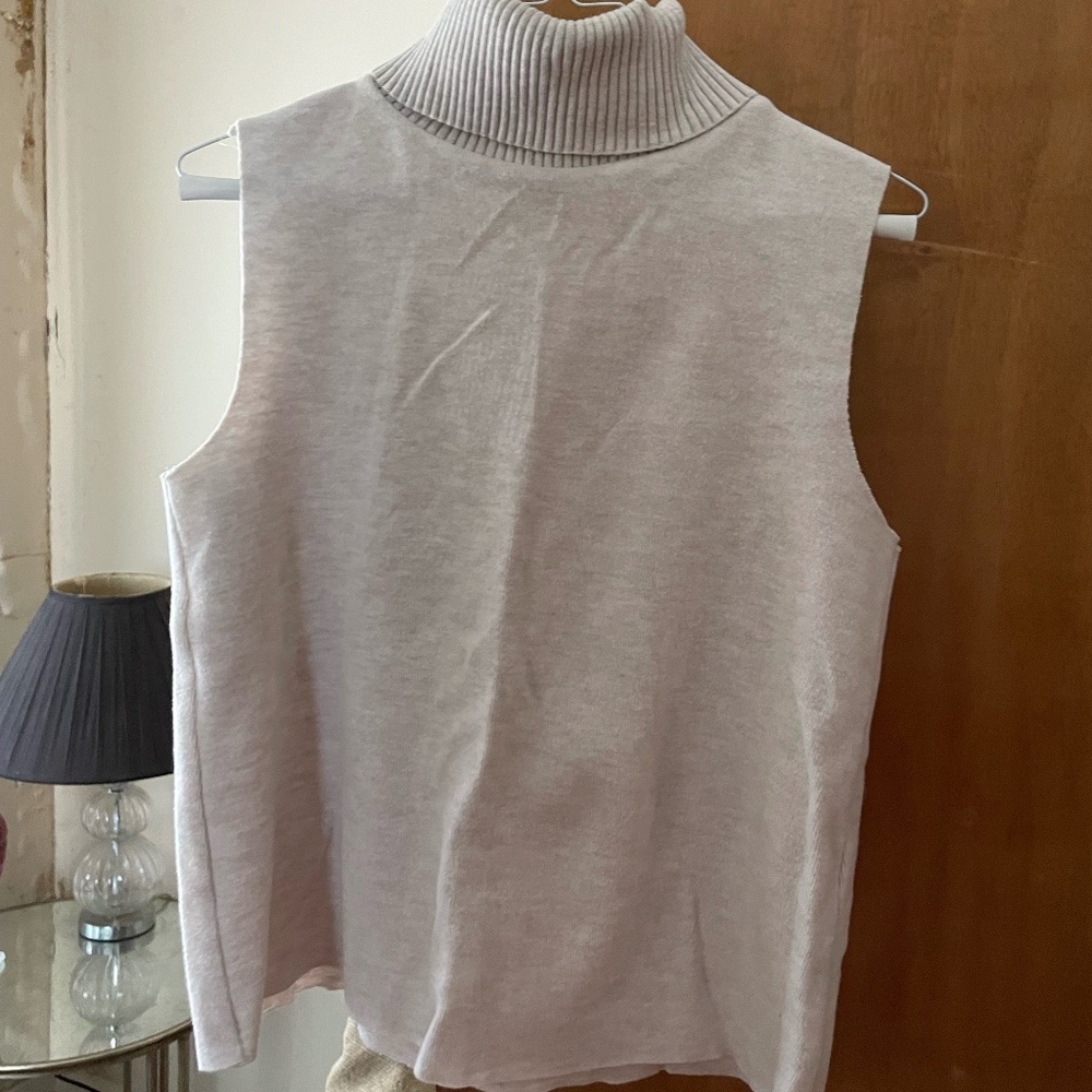 Zara Cream Sleeveless Turtleneck
